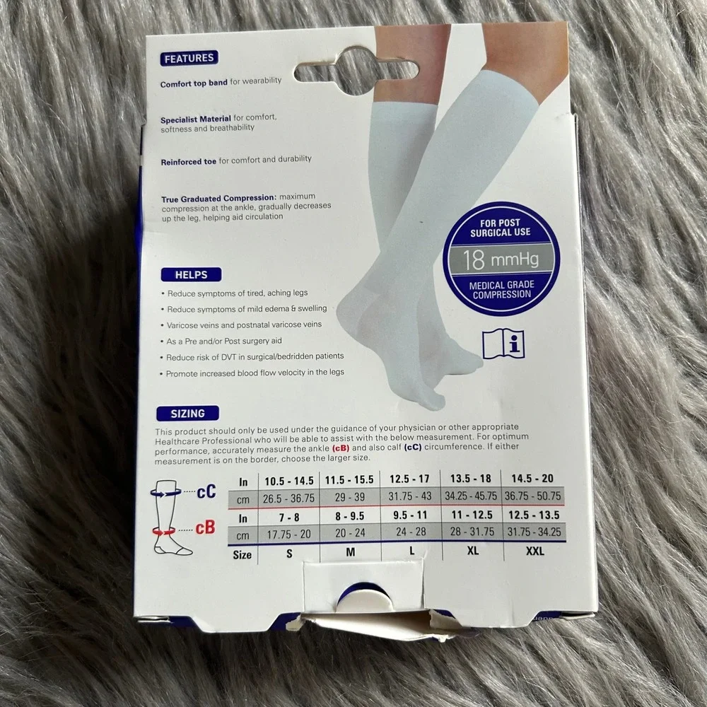NEO G Post Surgical Knee‎ Highs Compression Stockings Socks Size XL White